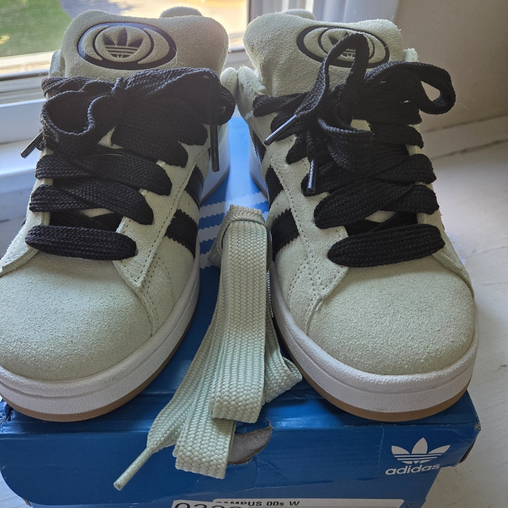 adidas Campus 2000 Suede Sneakers in Light Green with Black Stripes